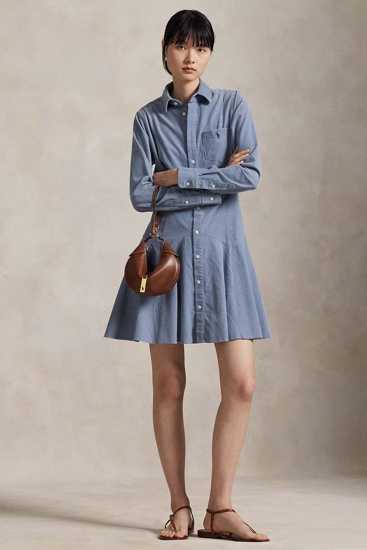 Polo Ralph Lauren Fitilli Kadife Mini Gömlek Elbise