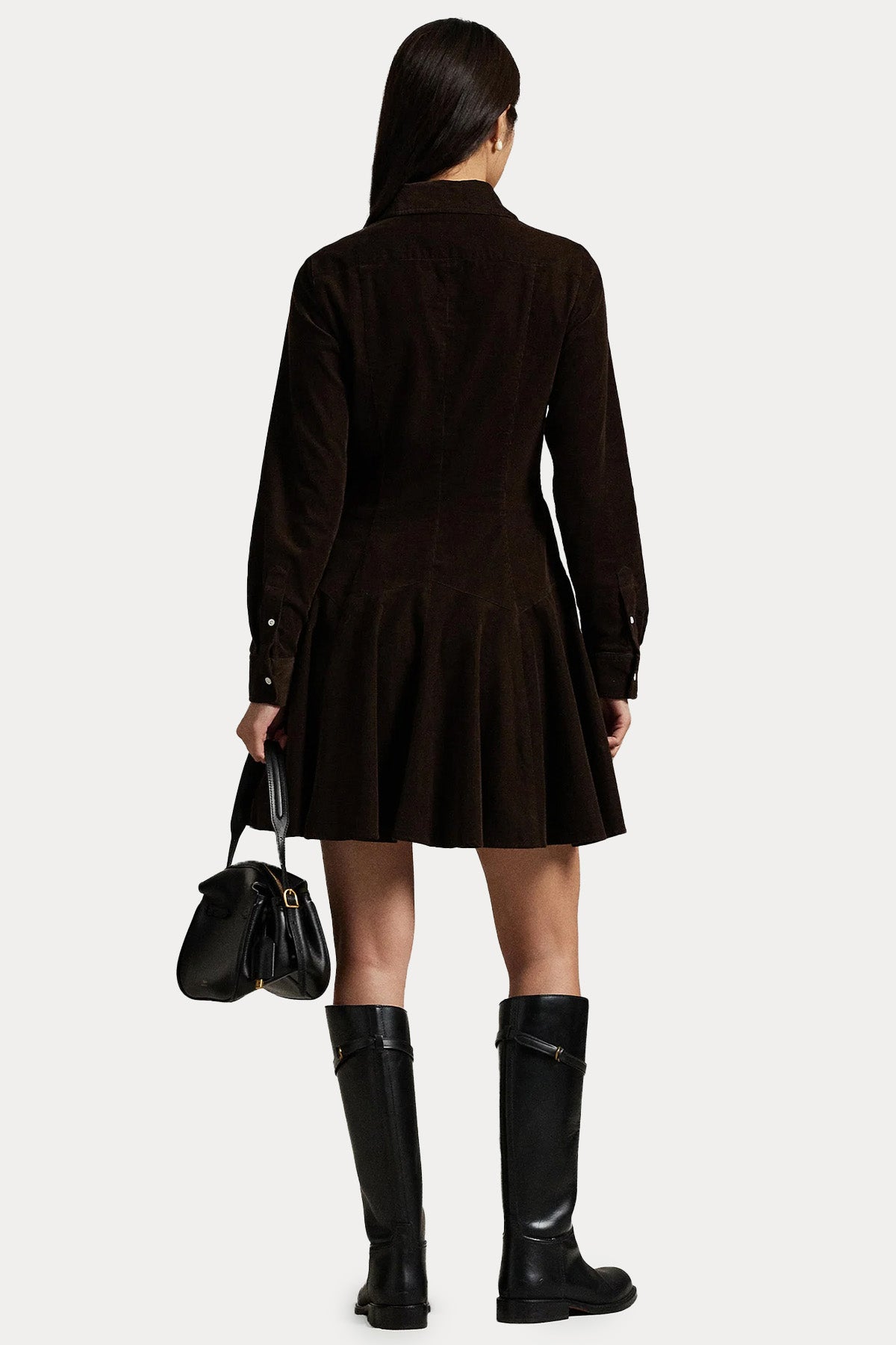 Polo Ralph Lauren Fitilli Kadife Mini Gömlek Elbise