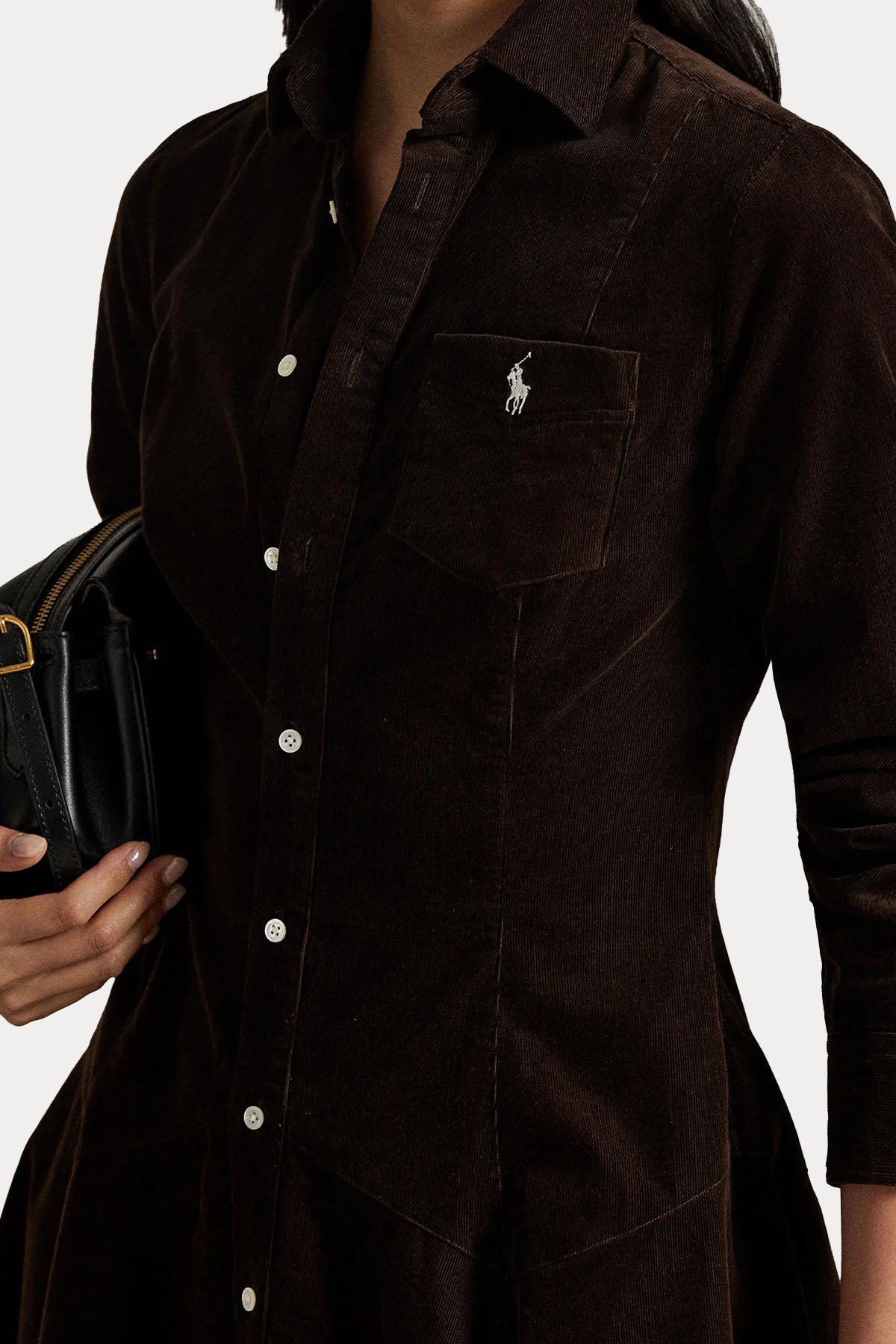 Polo Ralph Lauren Fitilli Kadife Mini Gömlek Elbise