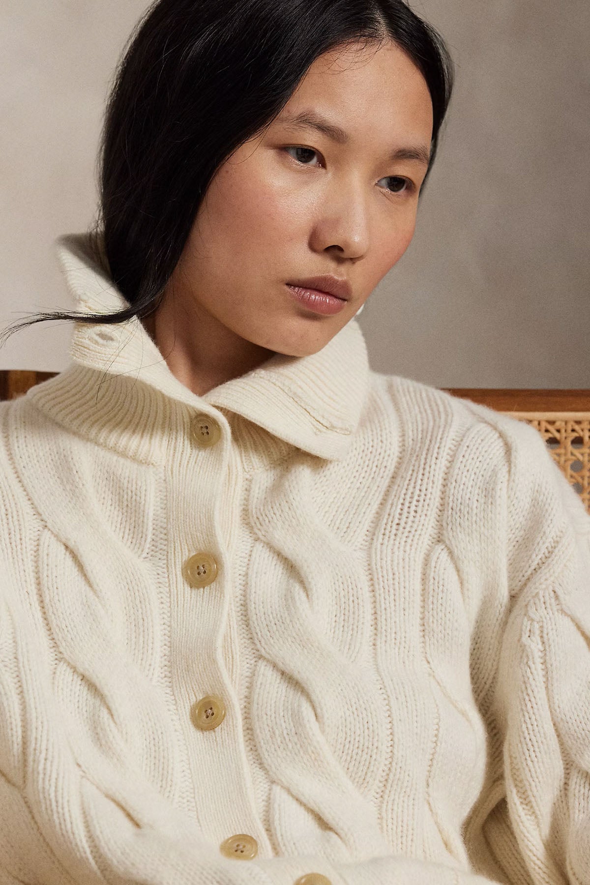 Polo Ralph Lauren Relaxed Fit Saç Örgü Kaşmir Yün Triko Ceket