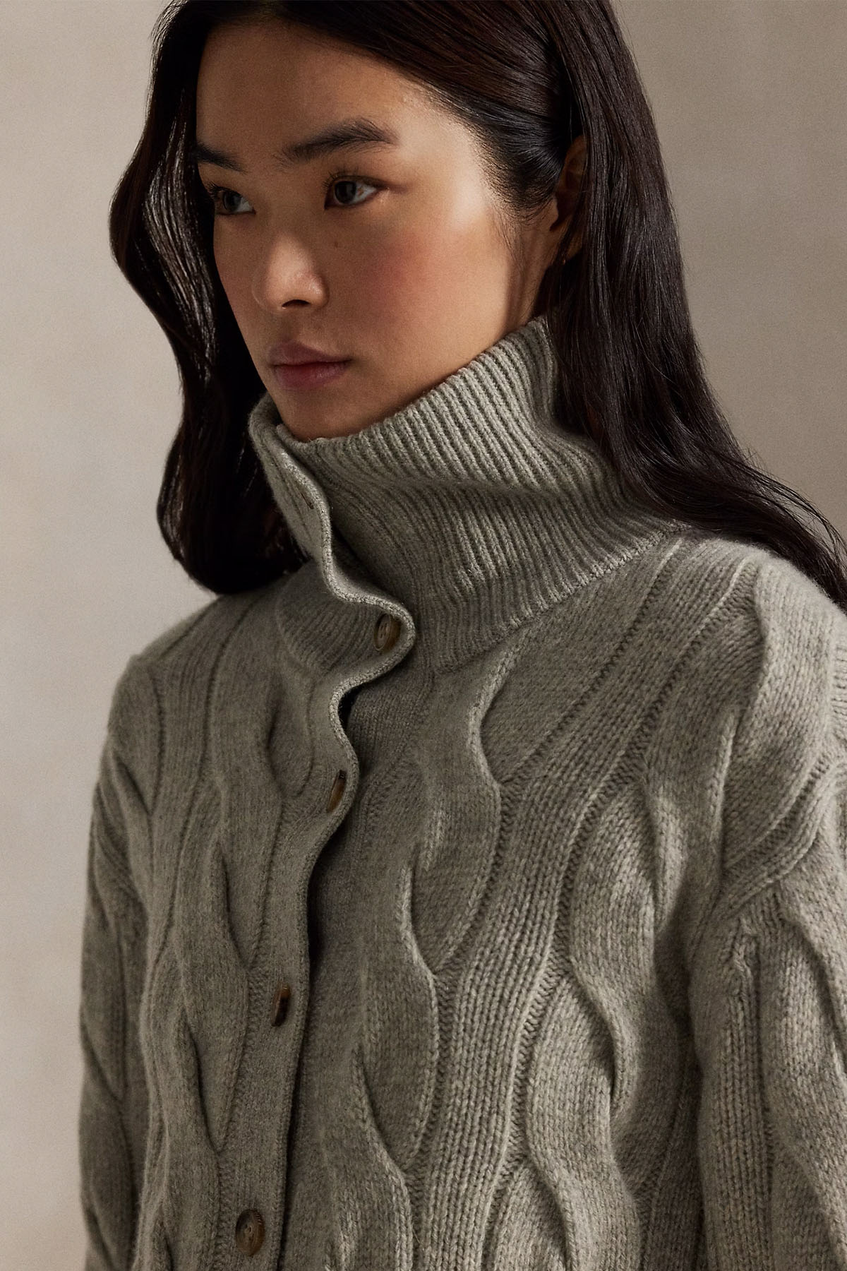 Polo Ralph Lauren Relaxed Fit Saç Örgü Kaşmir Yün Triko Ceket