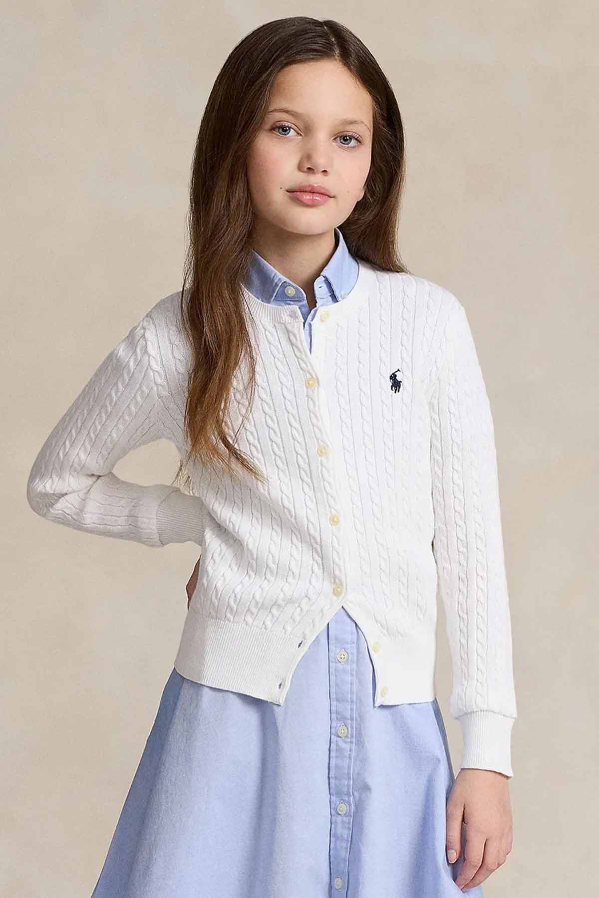 Polo Ralph Lauren Kids S-M Beden Kız Çocuk Saç Örgü Triko Ceket