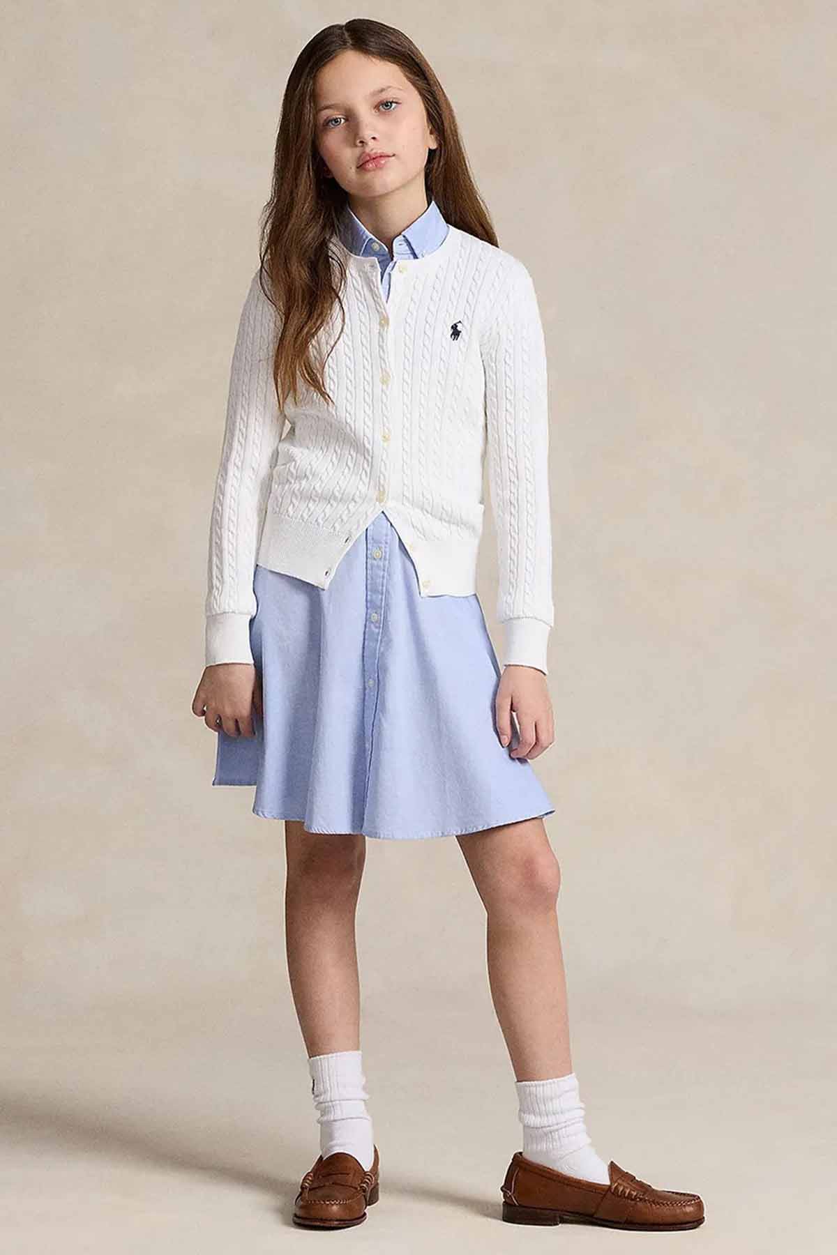 Polo Ralph Lauren Kids S-M Beden Kız Çocuk Saç Örgü Triko Ceket