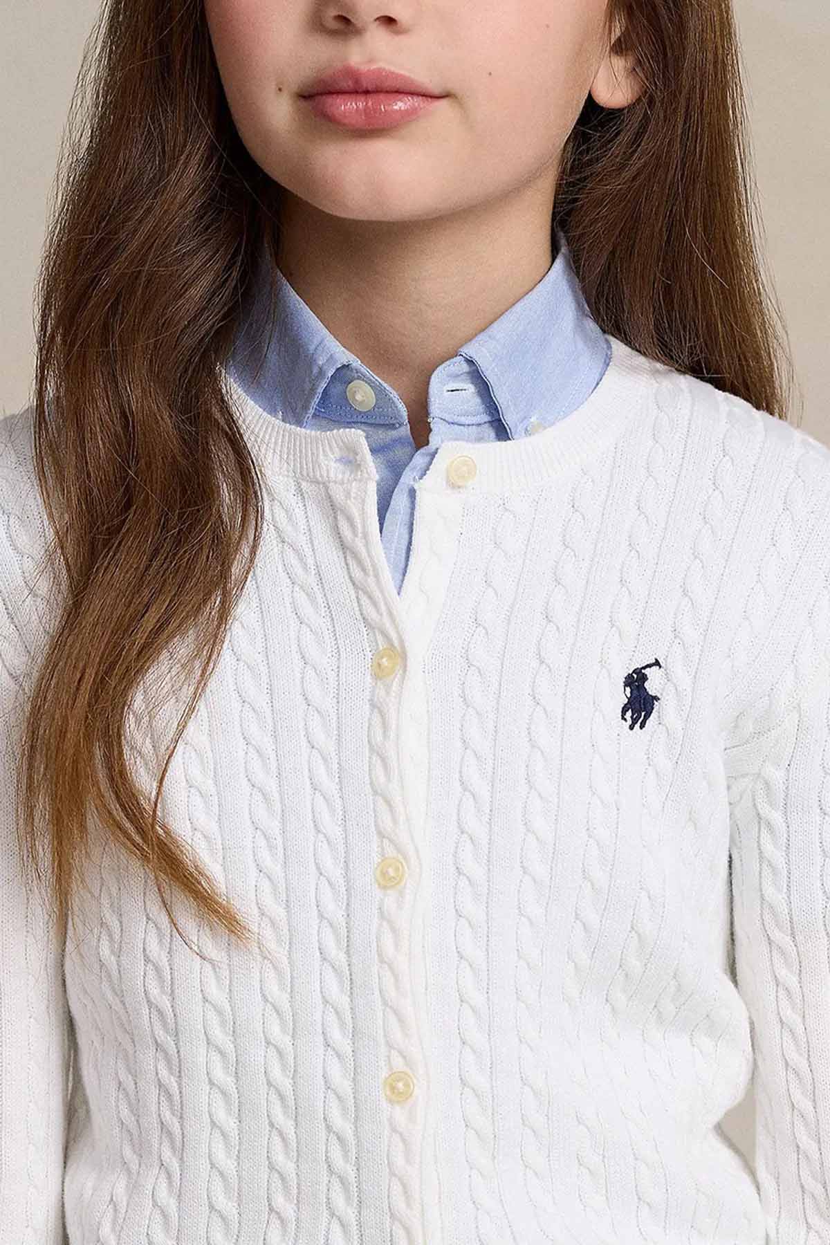 Polo Ralph Lauren Kids S-M Beden Kız Çocuk Saç Örgü Triko Ceket