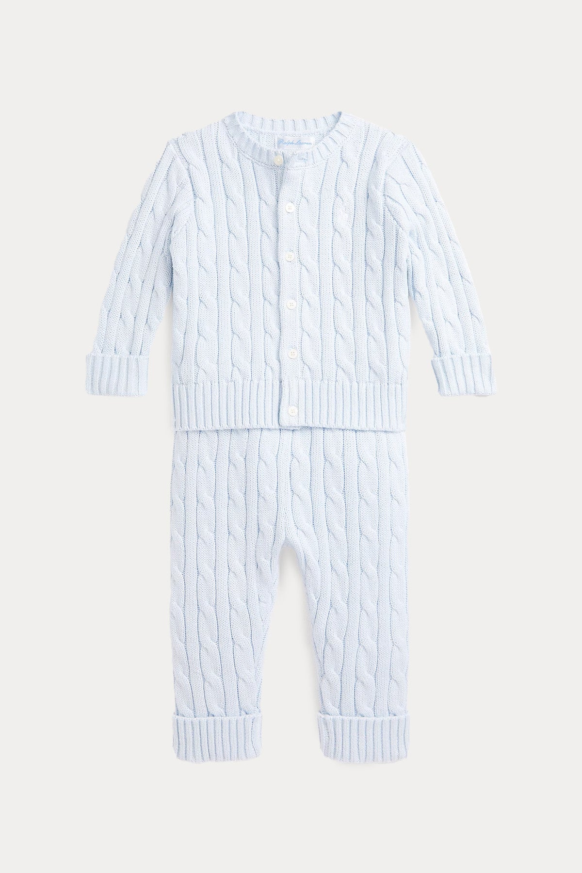 Polo Ralph Lauren Kids 12 Aylık Erkek Bebek Saç Örgü Triko Pantolon Set