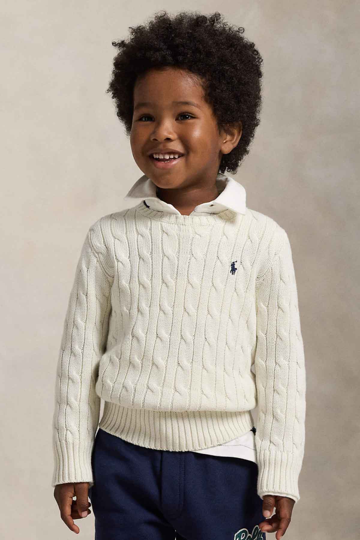 Polo Ralph Lauren Kids 4-6 Yaş Unisex Çocuk Saç Örgü Triko