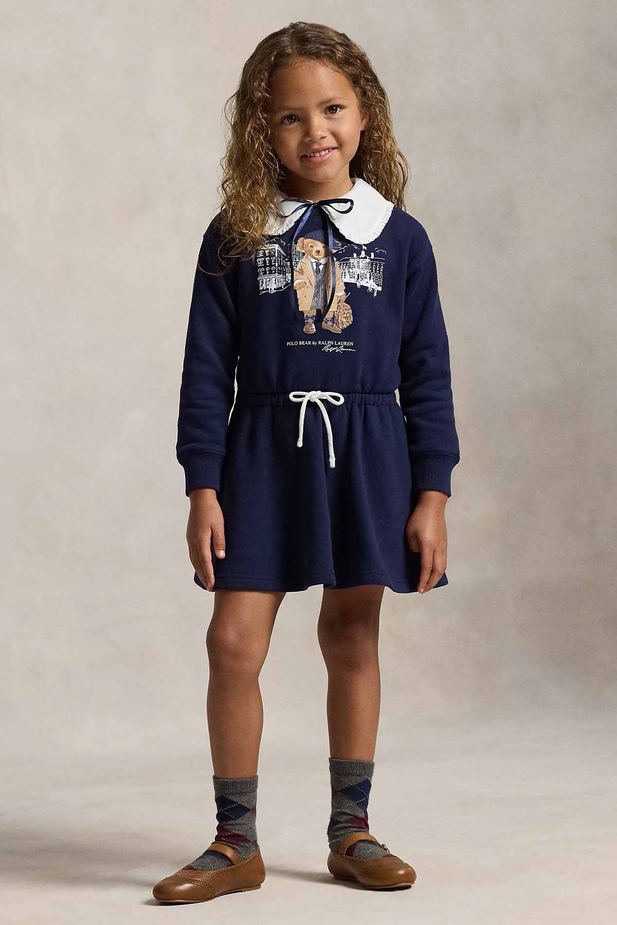 Polo Ralph Lauren Kids 4-6 Yaş Kız Çocuk Polo Bear Şardonlu Sweatshirt Elbise