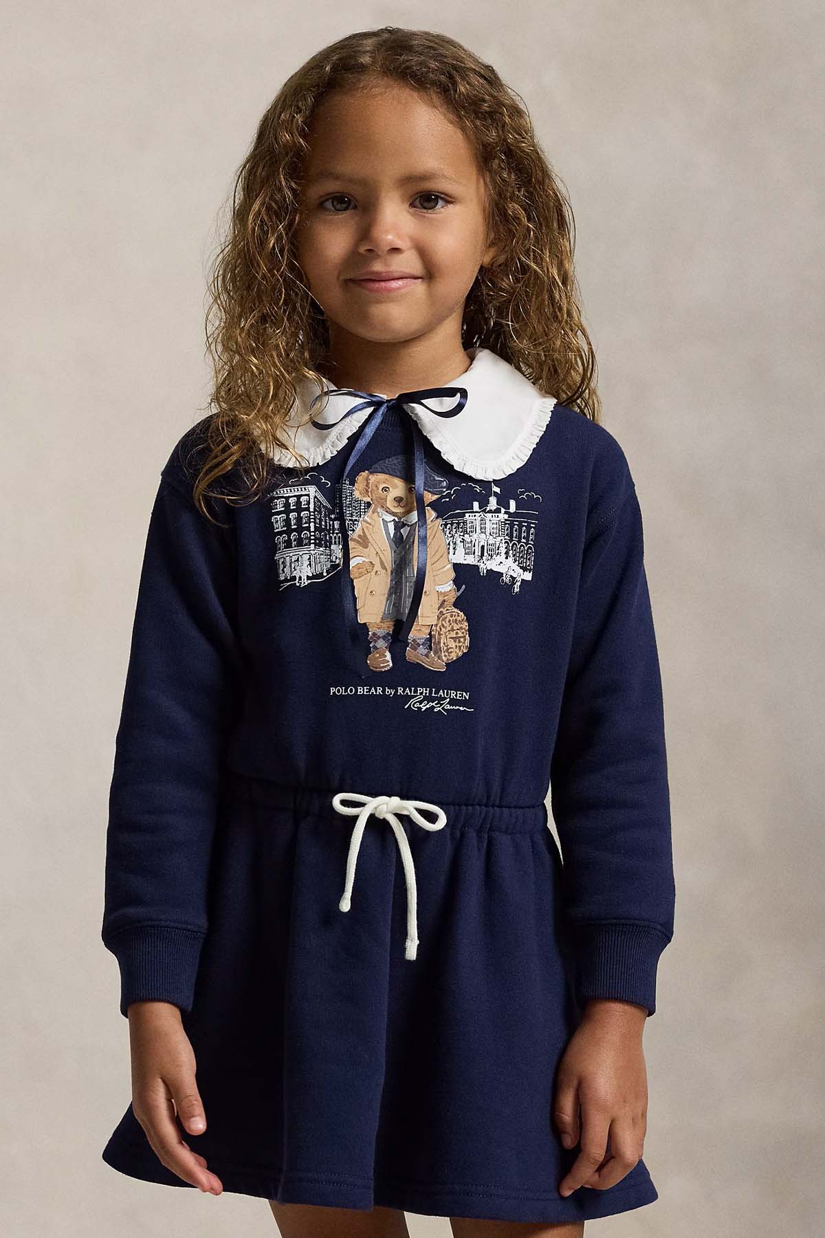 Polo Ralph Lauren Kids 4-6 Yaş Kız Çocuk Polo Bear Şardonlu Sweatshirt Elbise