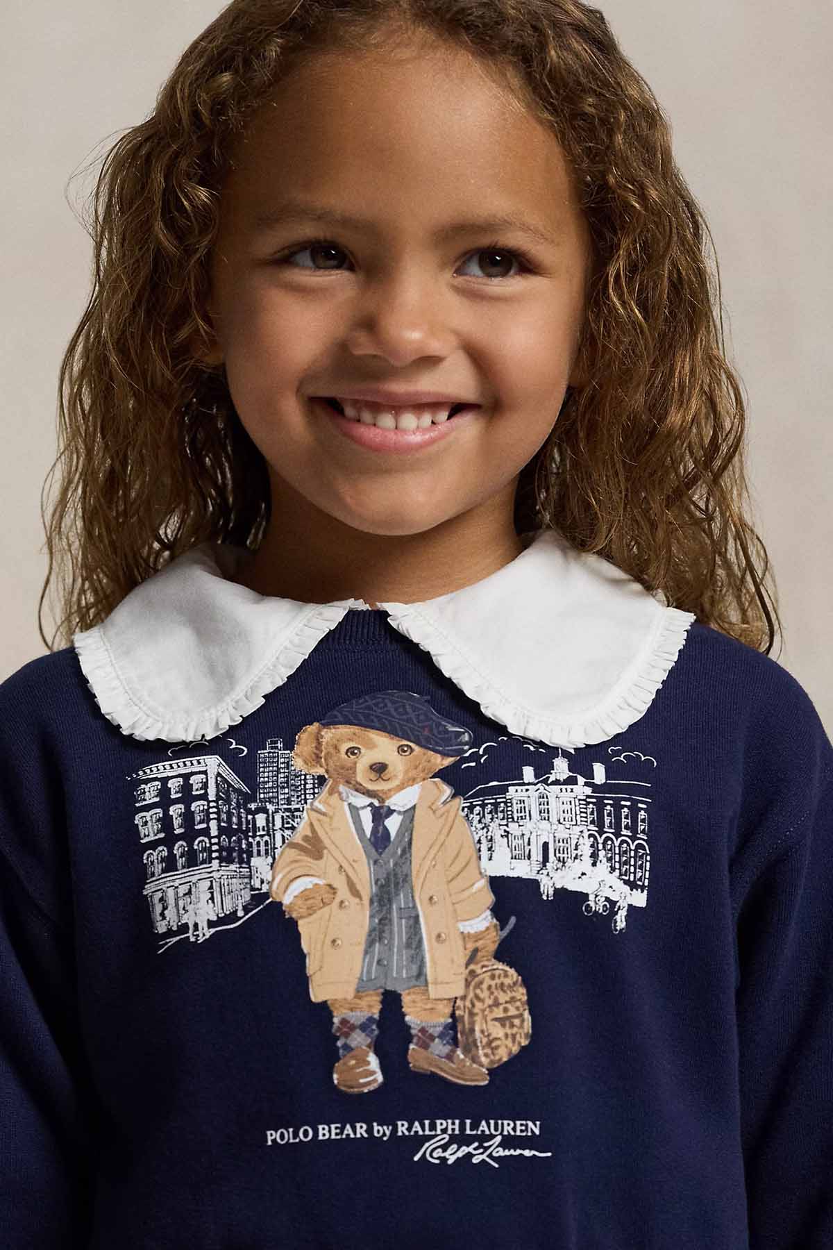 Polo Ralph Lauren Kids 4-6 Yaş Kız Çocuk Polo Bear Şardonlu Sweatshirt Elbise