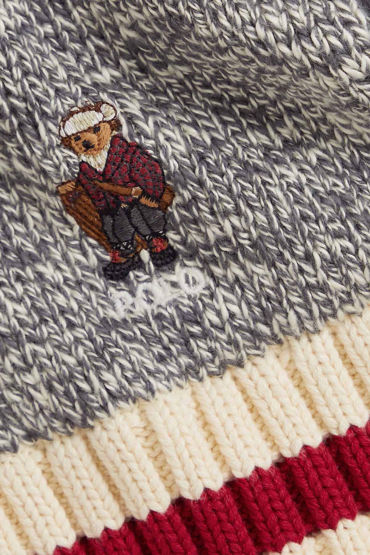 Polo Ralph Lauren Kids S-XL Beden Unisex Çocuk Polo Bear Örgü Bere Ve Atkı Seti