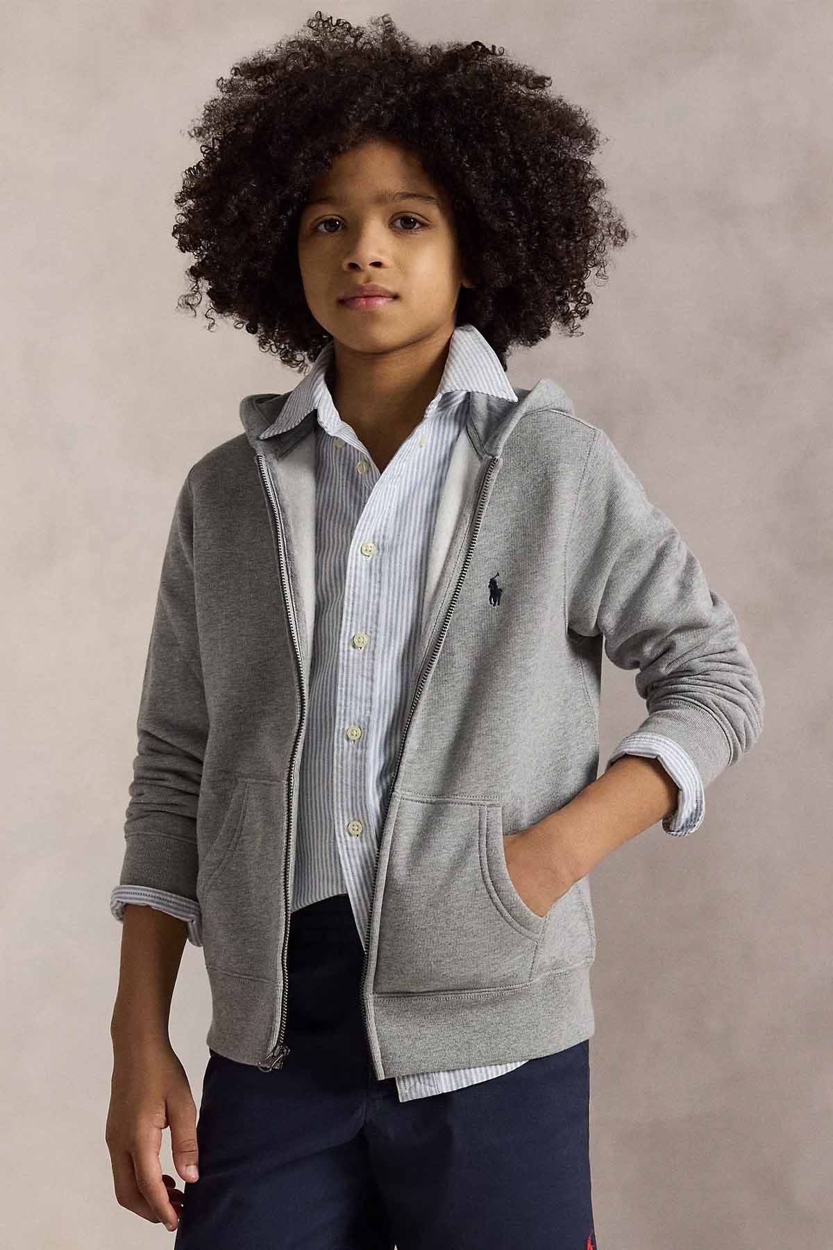 Polo Ralph Lauren Kids S-L Beden Unisex Çocuk Şardonlu Kapüşonlu Sweatshirt Ceket