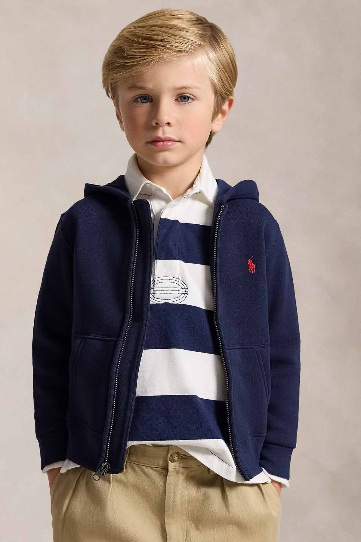 Polo Ralph Lauren Kids 7 Yaş Unisex Çocuk Şardonlu Kapüşonlu Sweatshirt Ceket