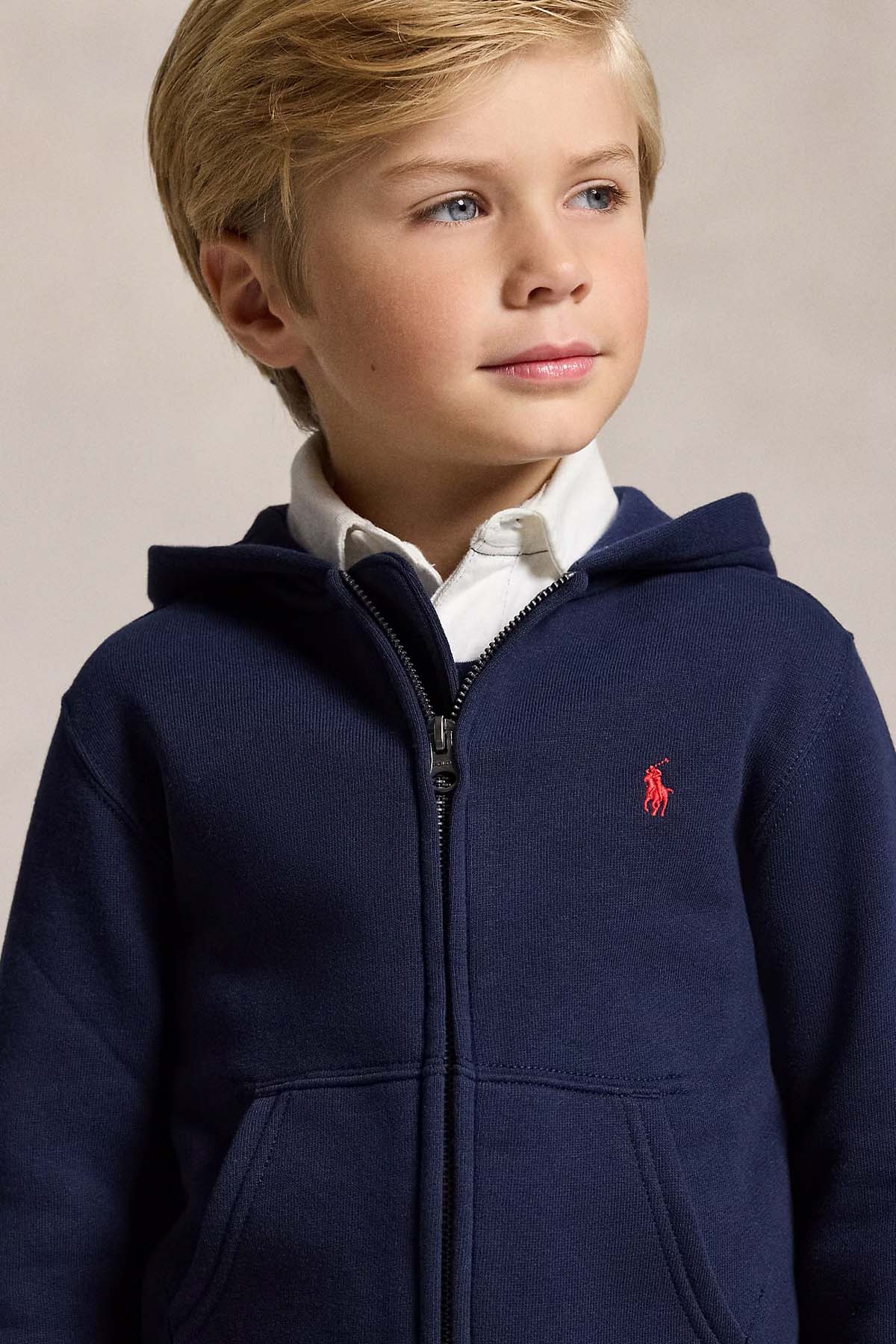 Polo Ralph Lauren Kids 7 Yaş Unisex Çocuk Şardonlu Kapüşonlu Sweatshirt Ceket