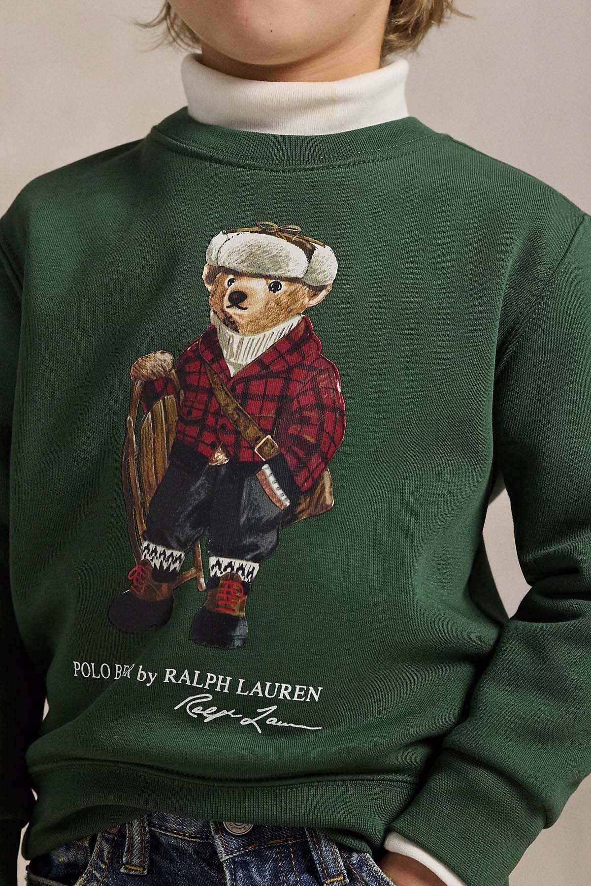 Polo Ralph Lauren Kids 3-7 Yaş Unisex Çocuk Polo Bear Şardonlu Sweatshirt