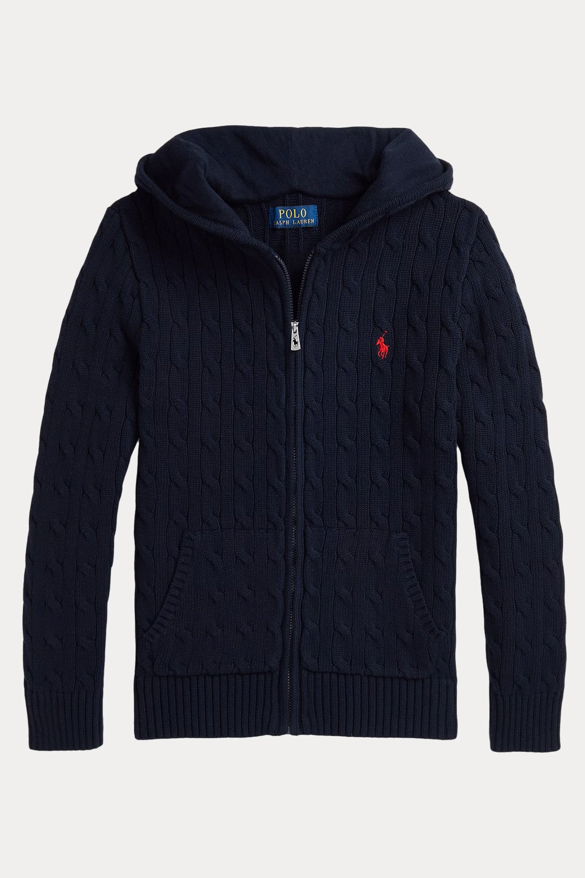 Polo Ralph Lauren Kids S-L Beden Unisex Çocuk Saç Örgü Kapüşonlu Triko Ceket