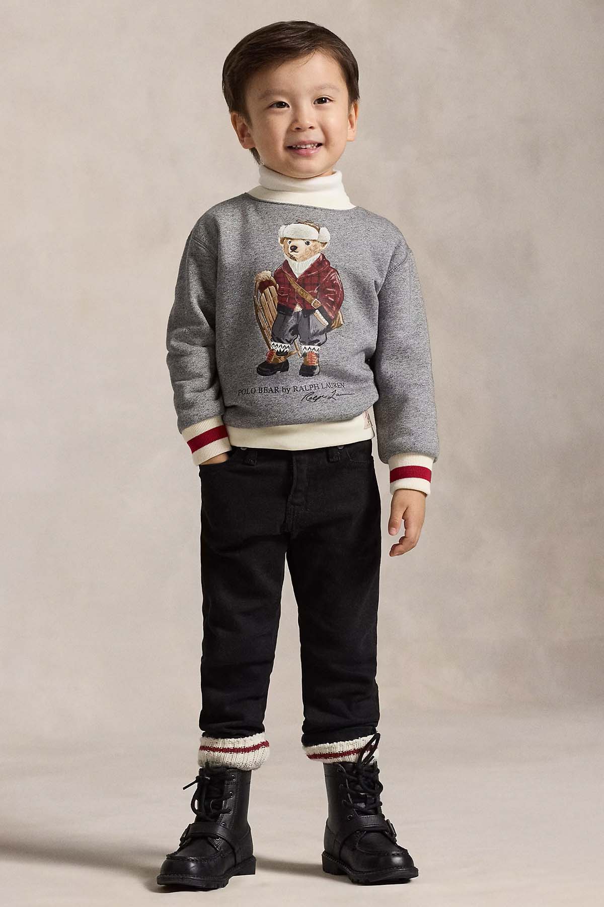 Polo Ralph Lauren Kids 4-6 Yaş Unisex Çocuk Polo Bear Şardonlu Sweatshirt
