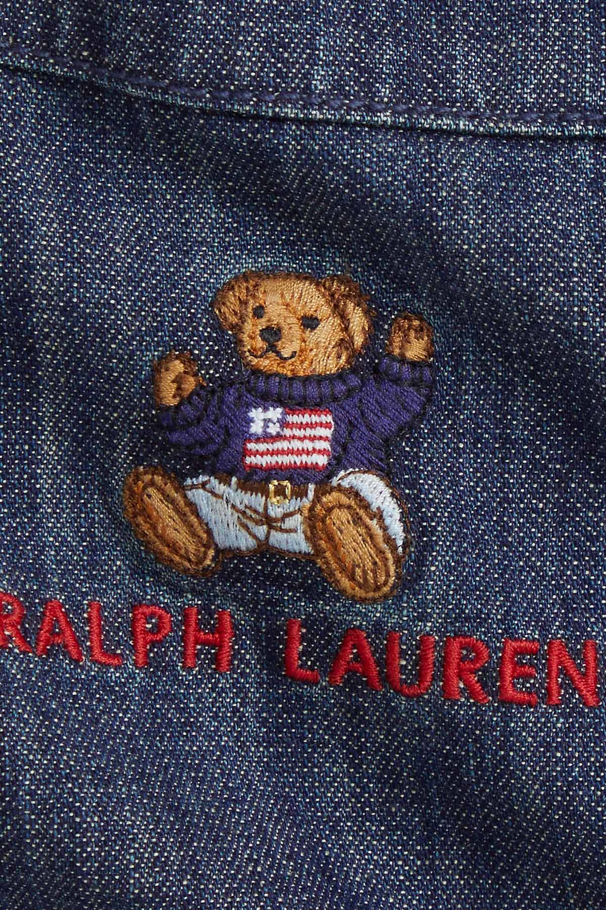 Polo Ralph Lauren Kids 9-24 Aylık Kız Bebek Polo Bear Şortlu Denim Elbise