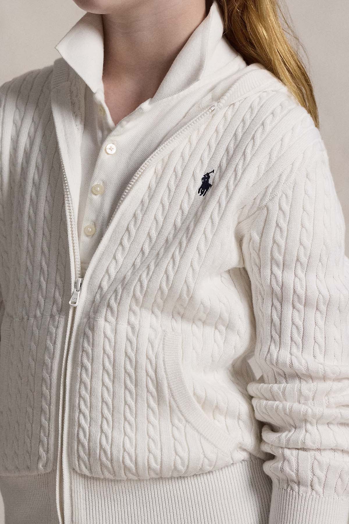 Polo Ralph Lauren Kids L Beden Unisex Çocuk Saç Örgü Kapüşonlu Triko Celet