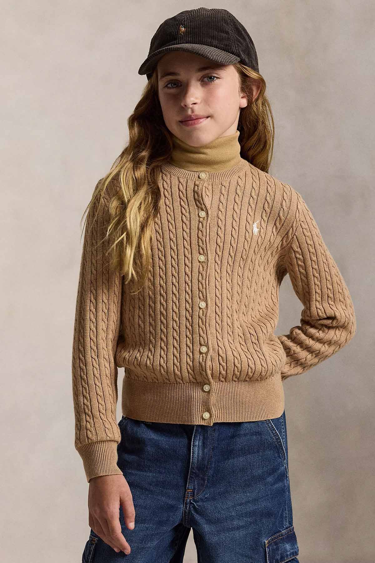 Polo Ralph Lauren Kids M-L Beden Kız Çocuk Saç Örgü Triko Ceket
