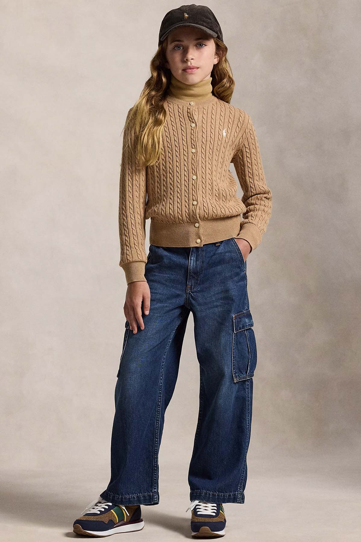 Polo Ralph Lauren Kids M-L Beden Kız Çocuk Saç Örgü Triko Ceket