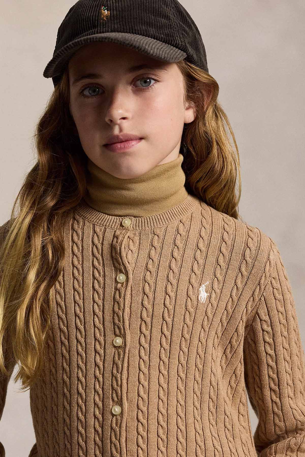 Polo Ralph Lauren Kids M-L Beden Kız Çocuk Saç Örgü Triko Ceket
