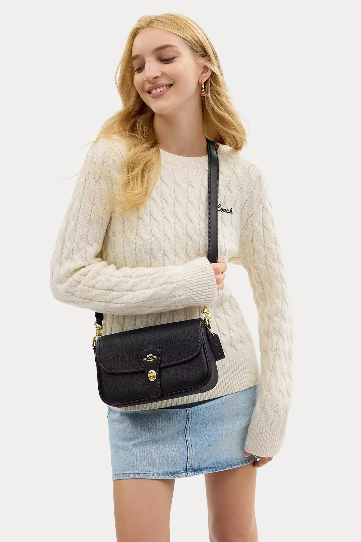 Coach Logolu Deri Omuz Çantası