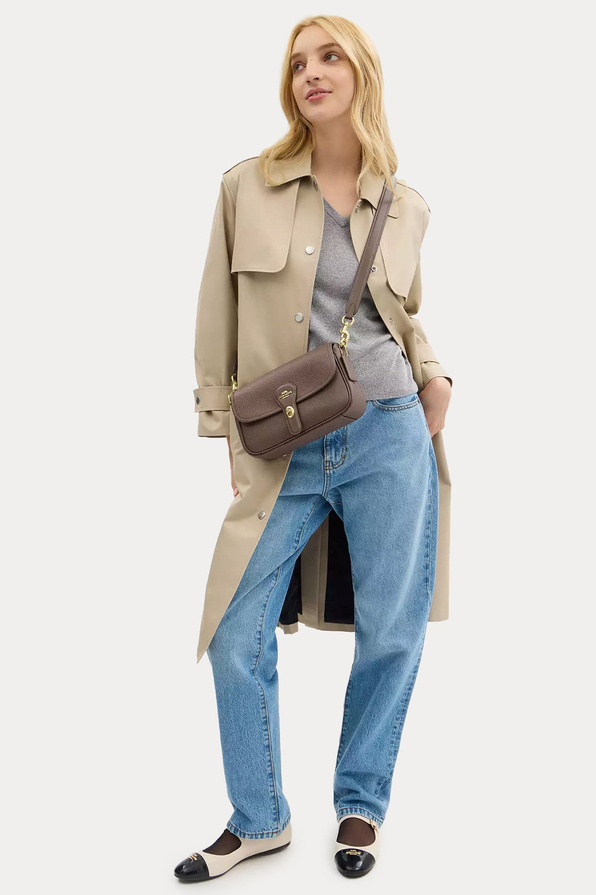 Coach Logolu Deri Omuz Çantası