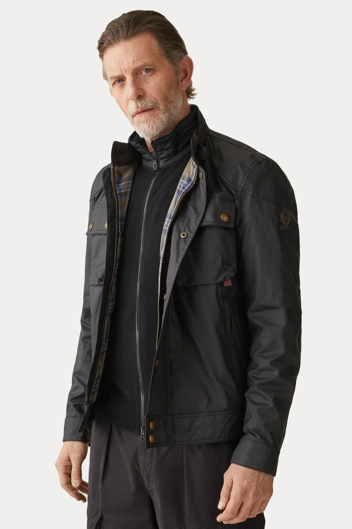 Belstaff Slim Fit Dik Yaka İnce Örgü Triko Ceket