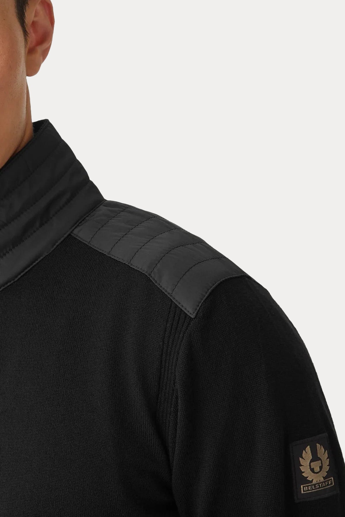 Belstaff Slim Fit Yarım Fermuarlı Dik Yaka İnce Örgü Yün Triko