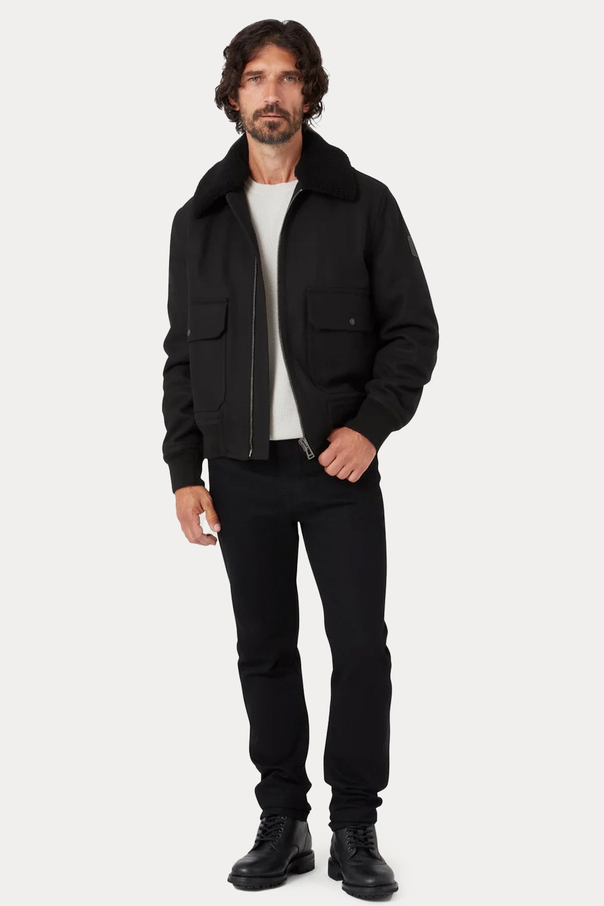 Belstaff Welder Yakası Kürklü Yün Ceket