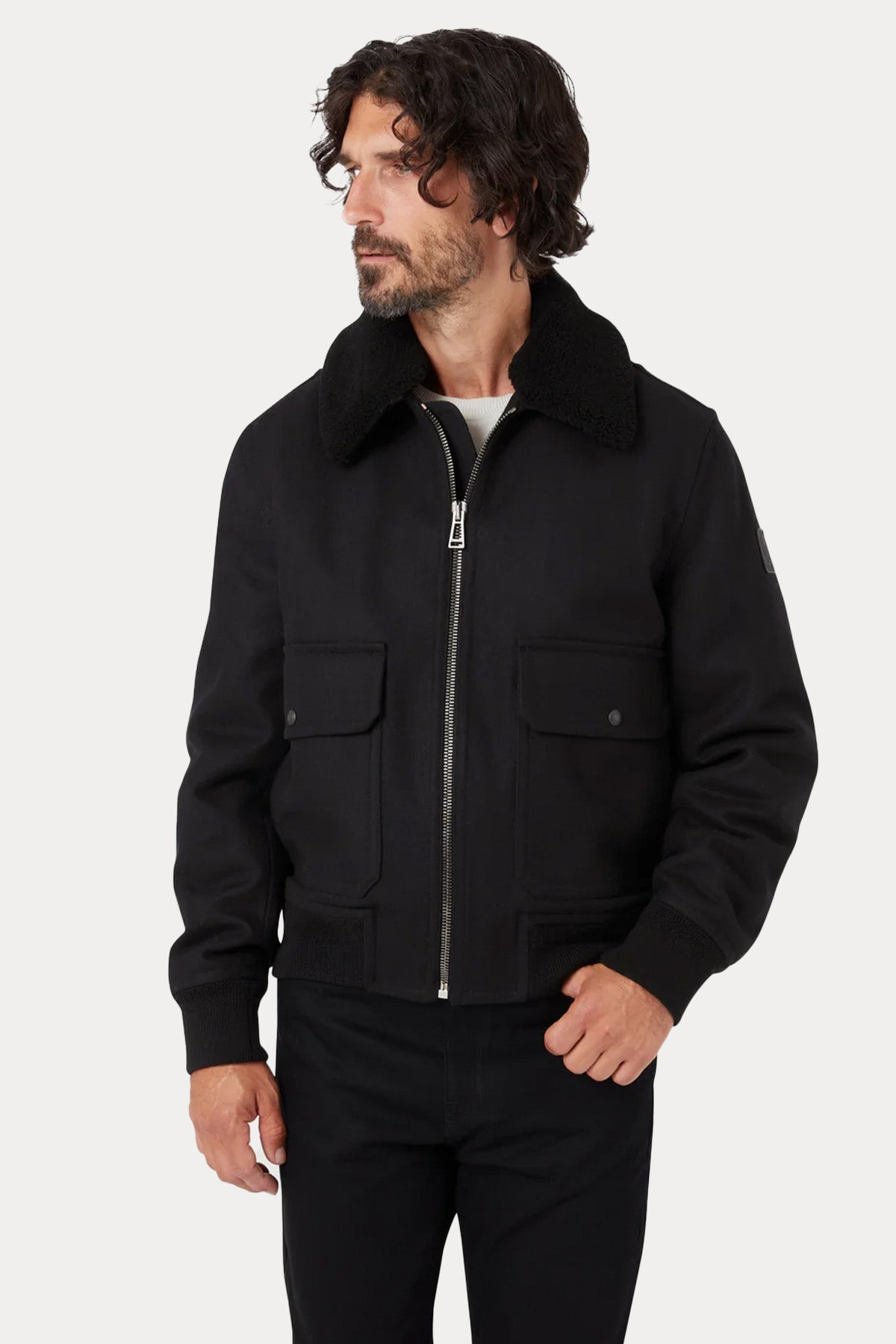 Belstaff Welder Yakası Kürklü Yün Ceket