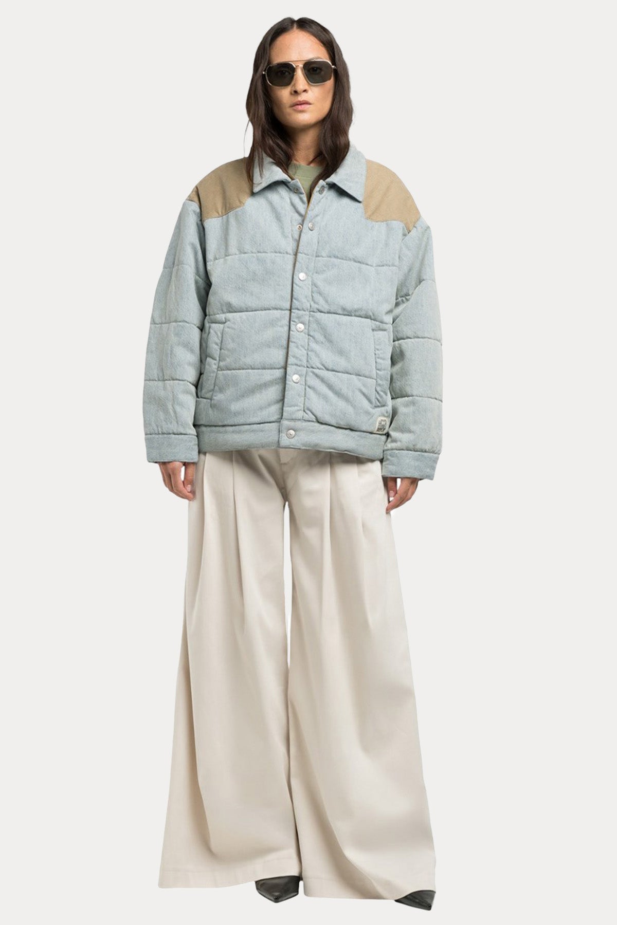 Replay Relaxed Fit Çift Taraflı Denim Puffer Mont