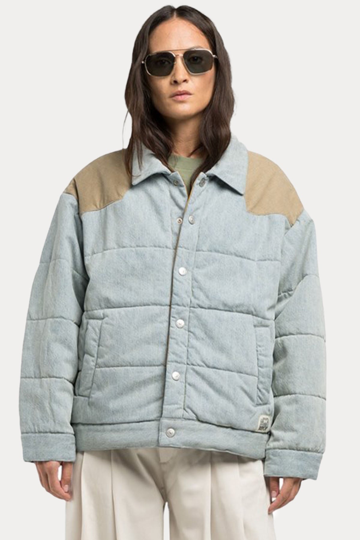 Replay Relaxed Fit Çift Taraflı Denim Puffer Mont
