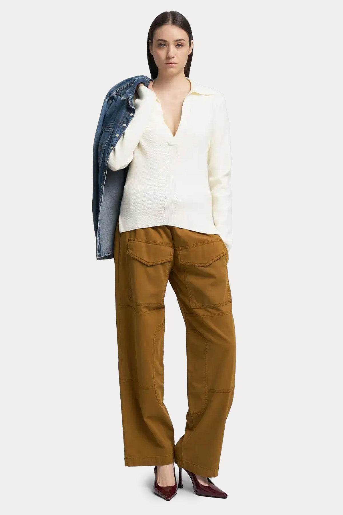 Replay Regular Fit Polo V Yaka Fitilli İnce Örgü Triko