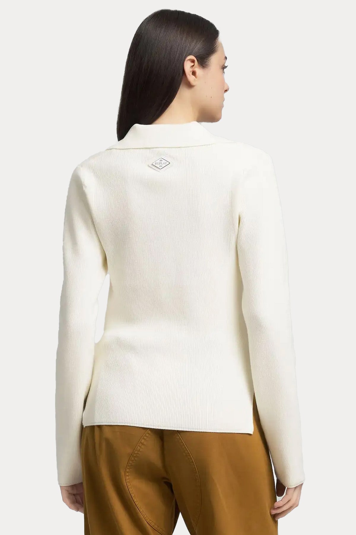 Replay Regular Fit Polo V Yaka Fitilli İnce Örgü Triko-Triko-Libas