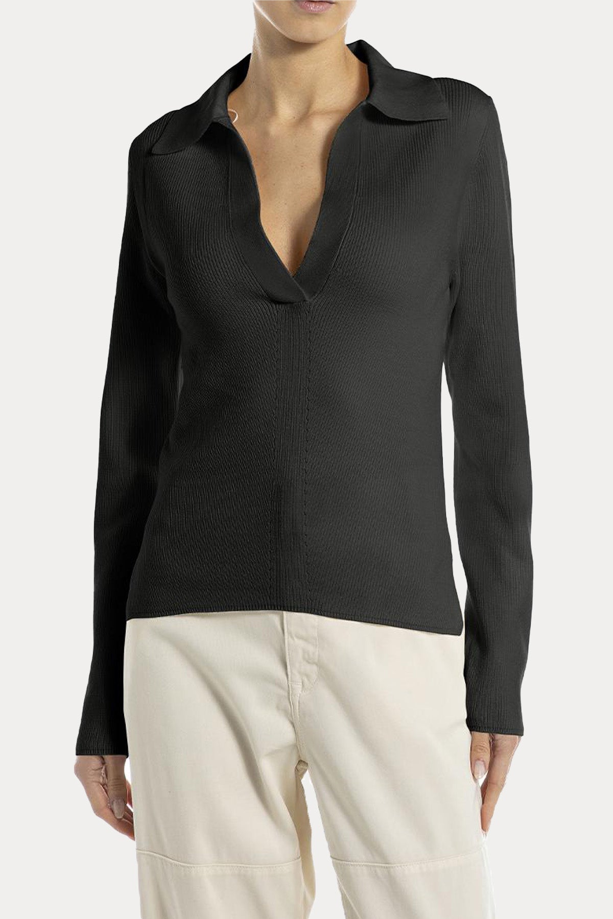 Replay Regular Fit Polo V Yaka Fitilli İnce Örgü Triko