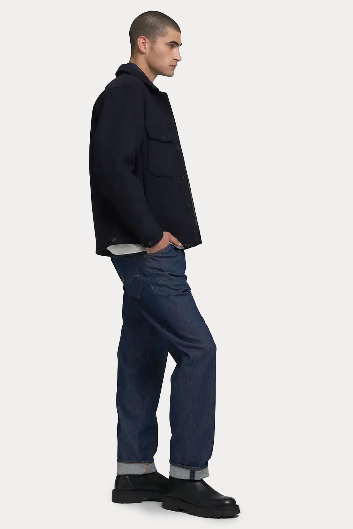 Replay Regular Fit Cep Detaylı Logolu Yün Ceket