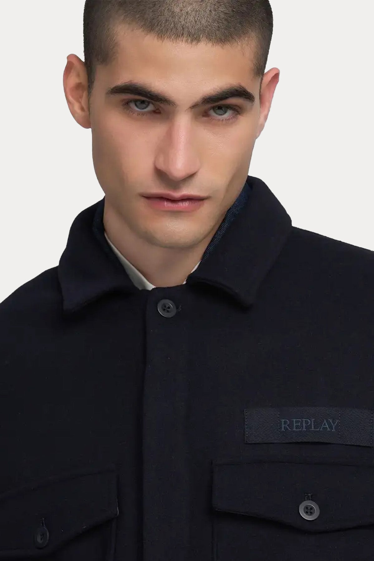 Replay Regular Fit Cep Detaylı Logolu Yün Ceket