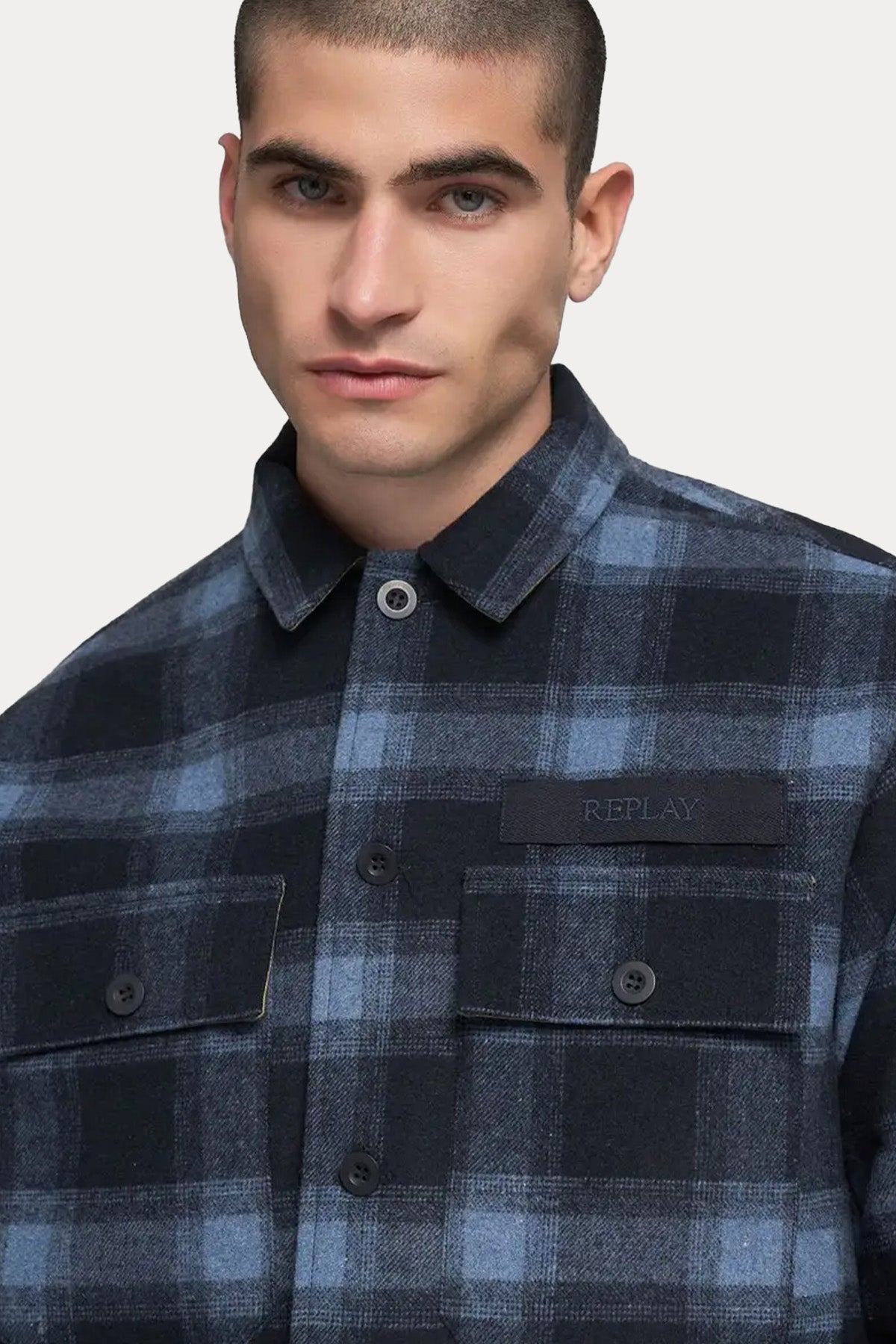 Replay Regular Fit Ekoseli Yün Gömlek Ceket