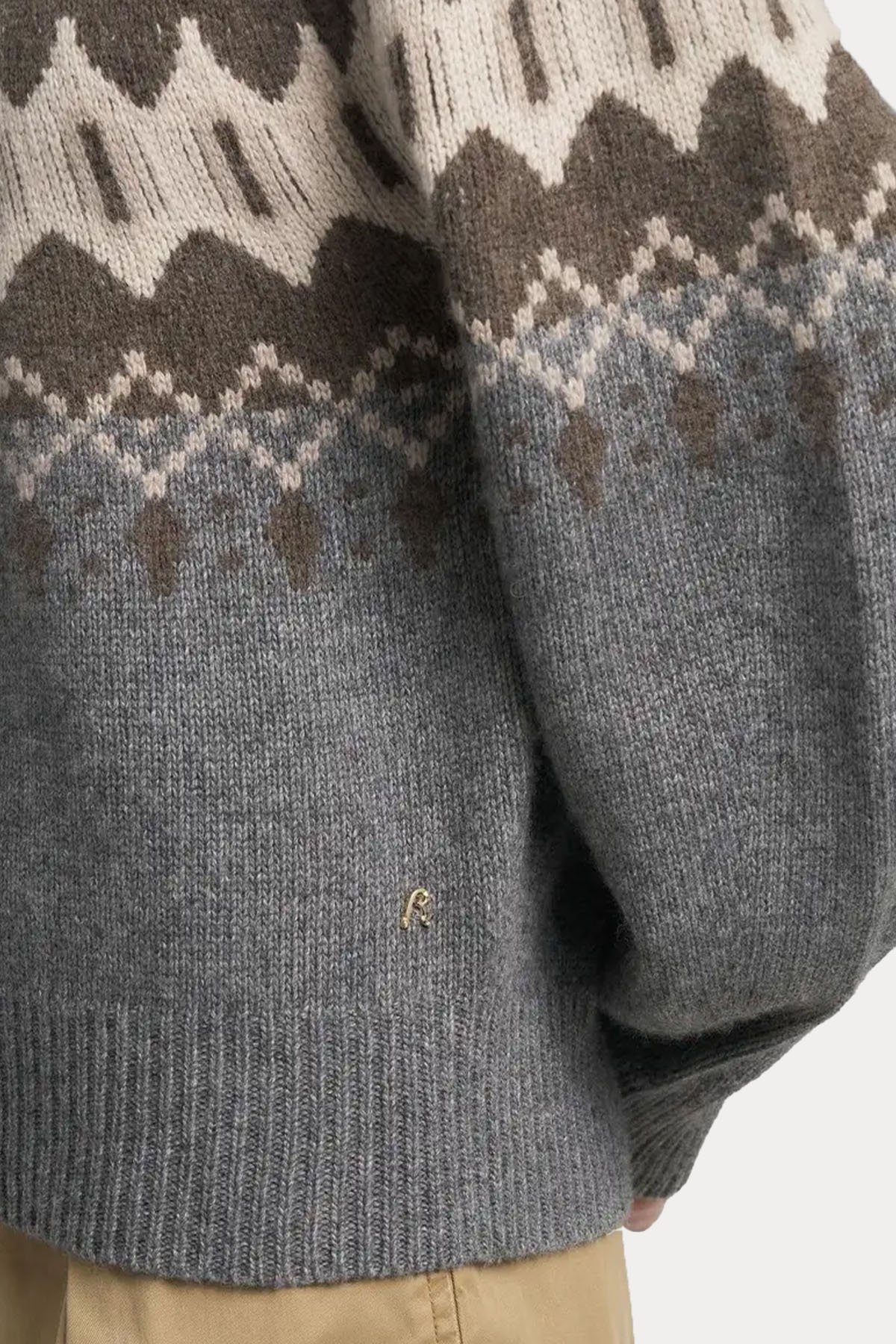 Replay Relaxed Fit Balıkçı Yaka Fire Isle Desenli Örgü Yün Triko