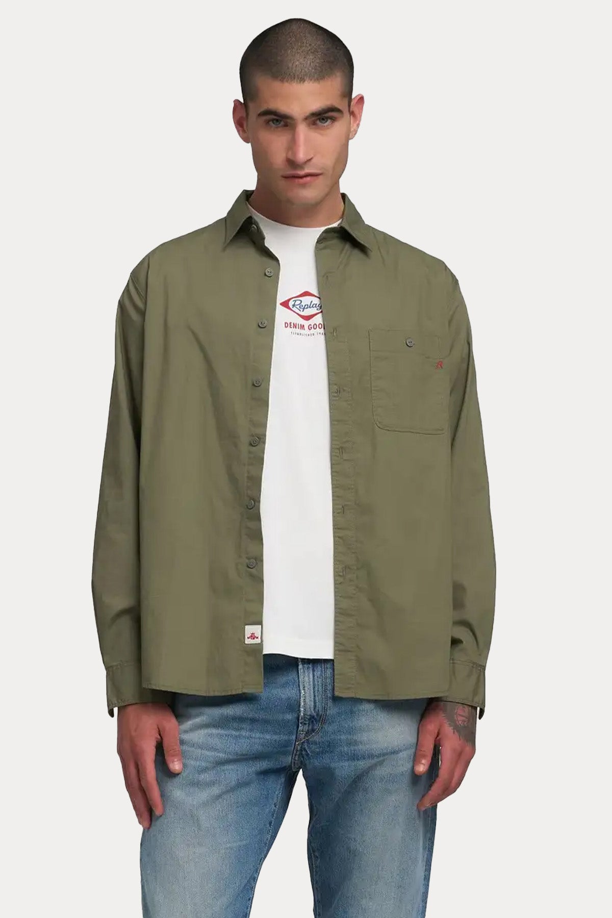 Replay Regular Fit Cep Detaylı Logolu Gömlek