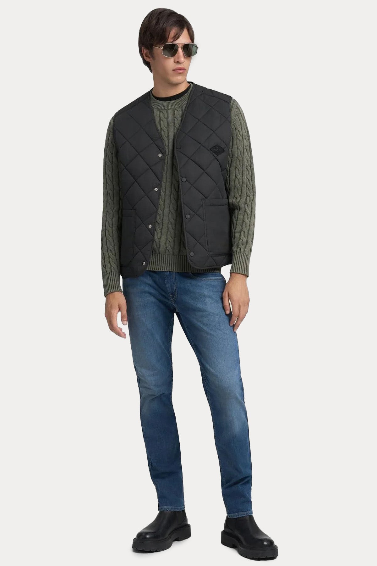 Replay Regular Fit Kapitone Desenli İnce Puffer Yelek