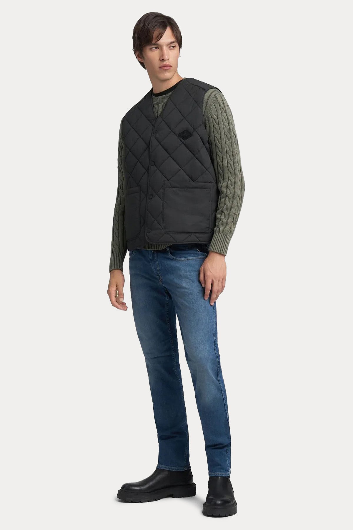 Replay Regular Fit Kapitone Desenli İnce Puffer Yelek