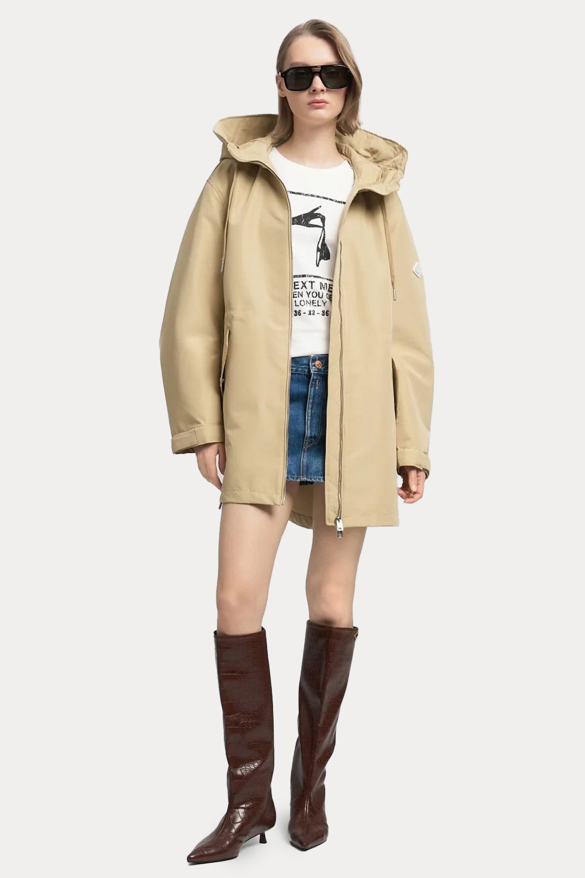 Replay Relaxed Fit Kapüşonlu Trençkot