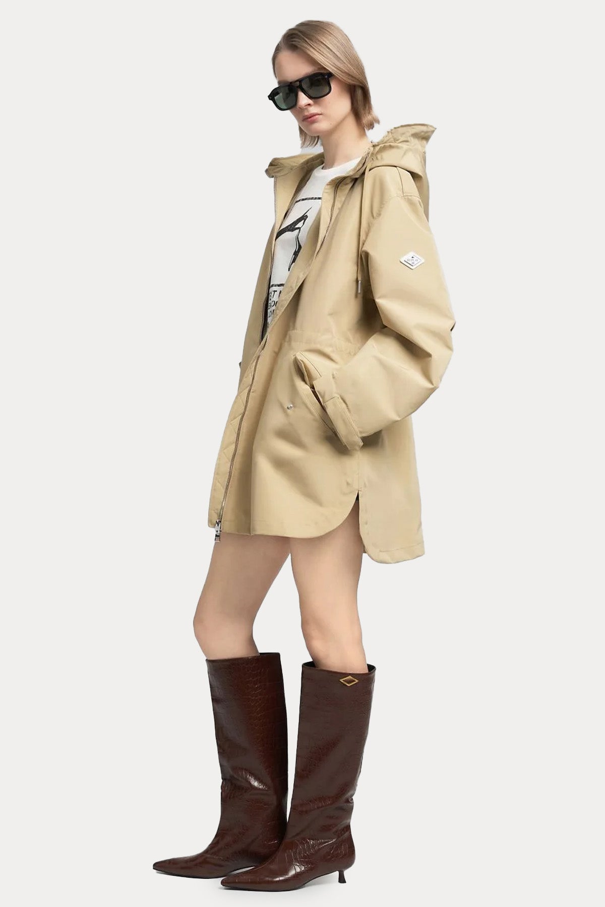 Replay Relaxed Fit Kapüşonlu Trençkot