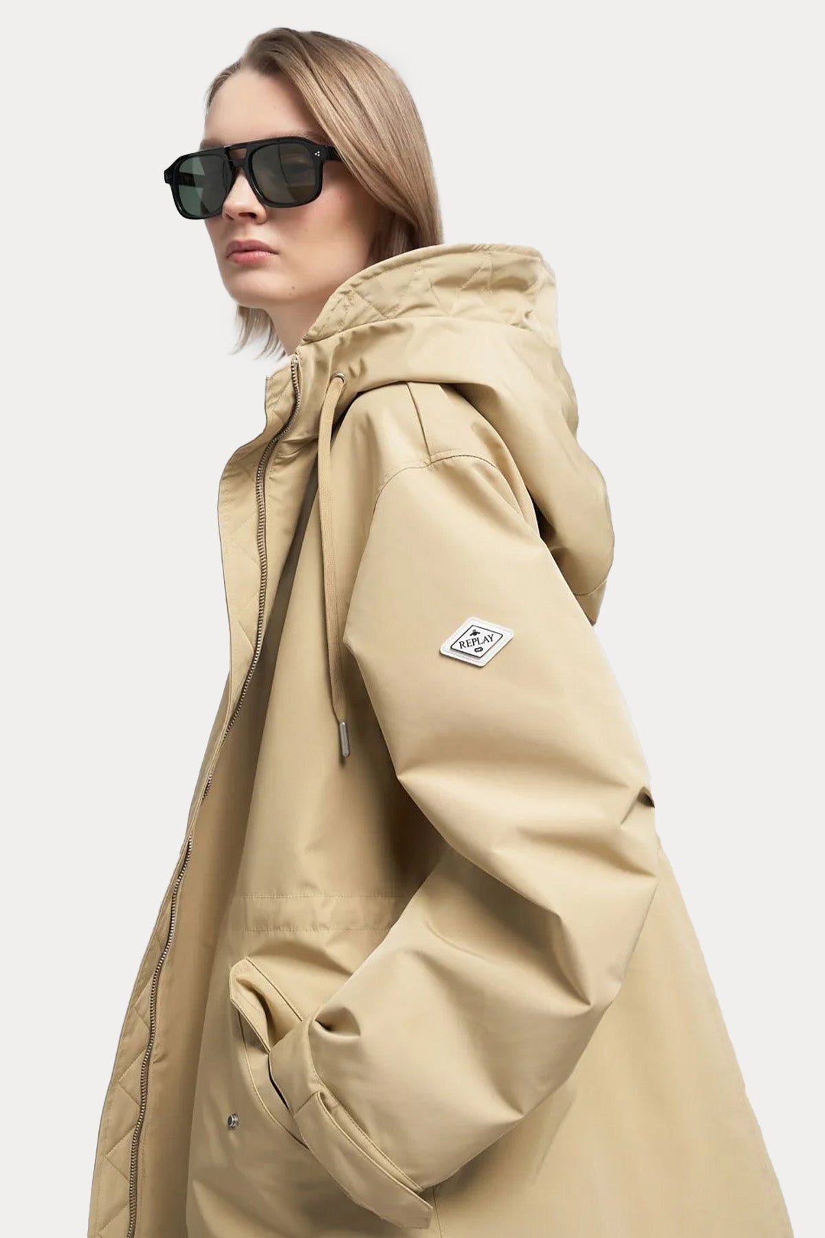 Replay Relaxed Fit Kapüşonlu Trençkot