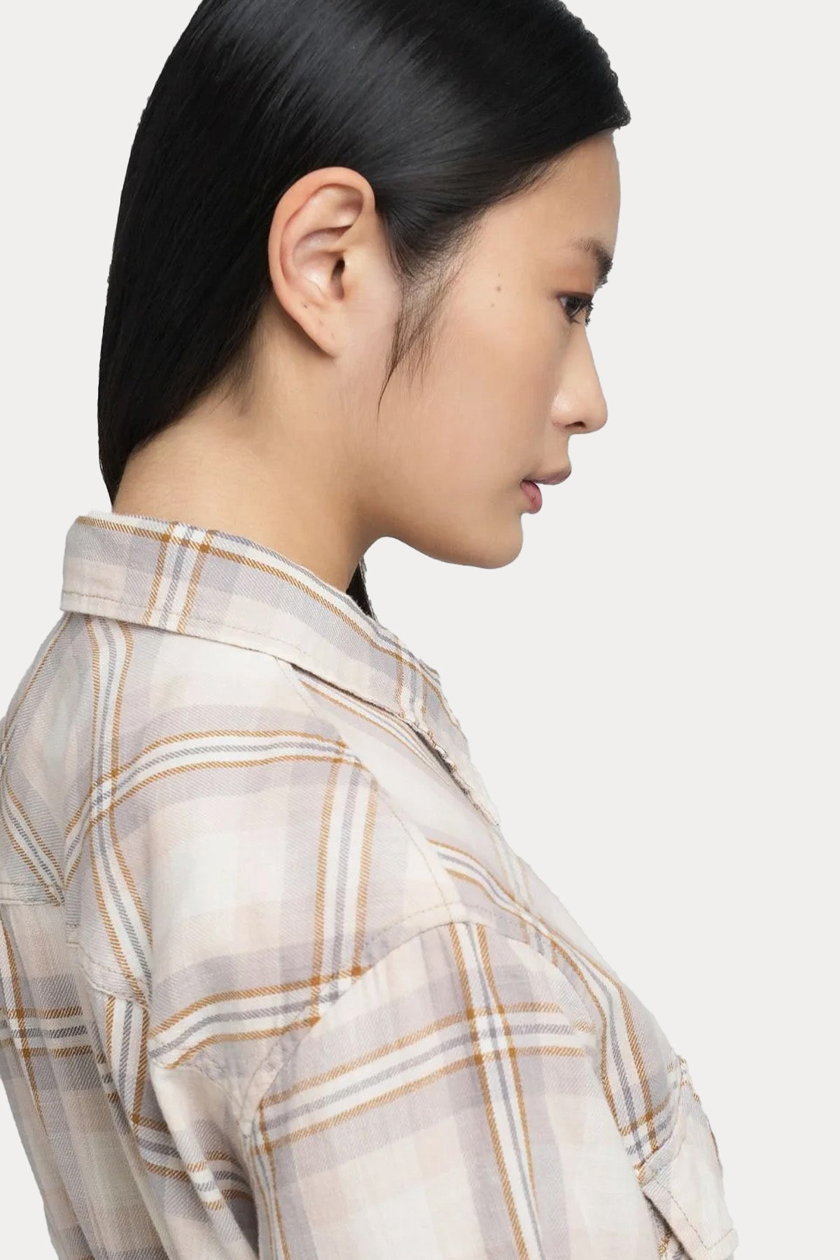 Replay Relaxed Fit Ekose Desen Kemerli Midi Gömlek Elbise