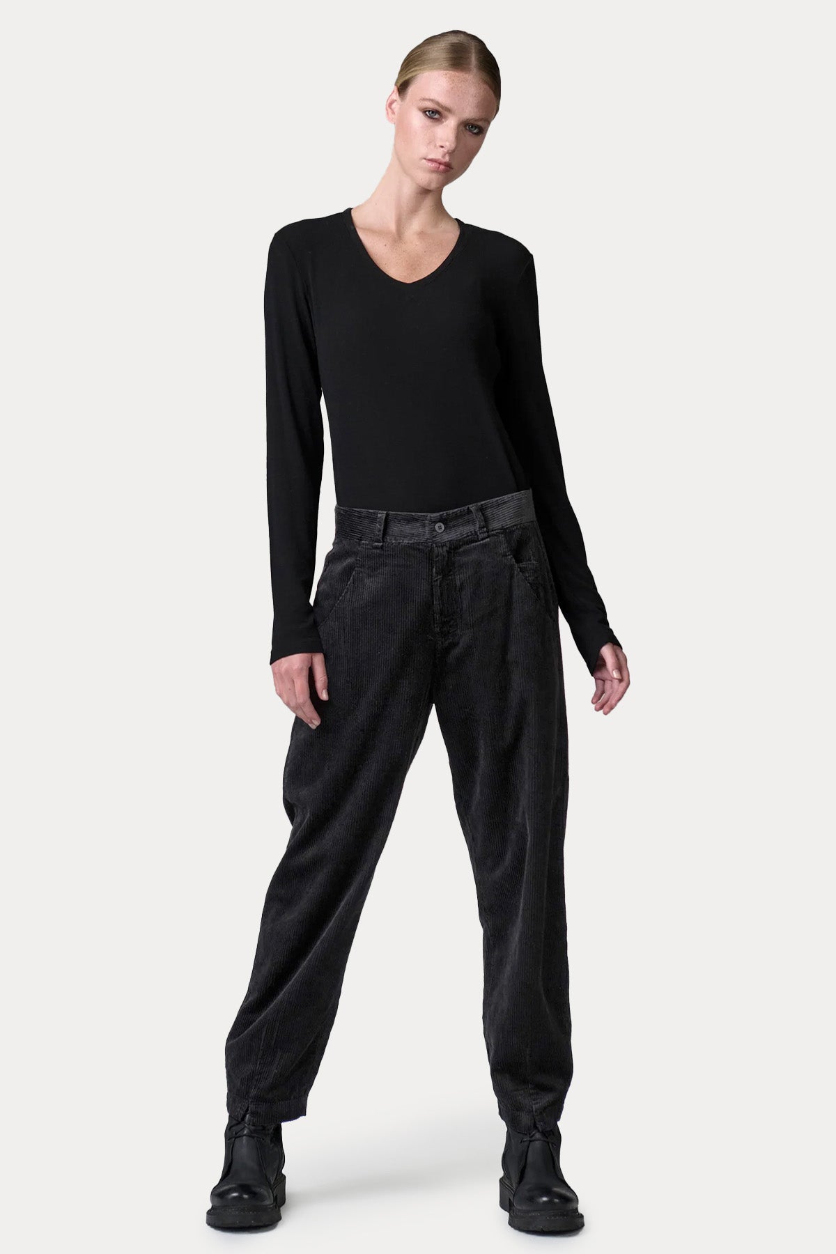 Transit Relaxed Fit Yandan Cepli Fitilli Kadife Pantolon