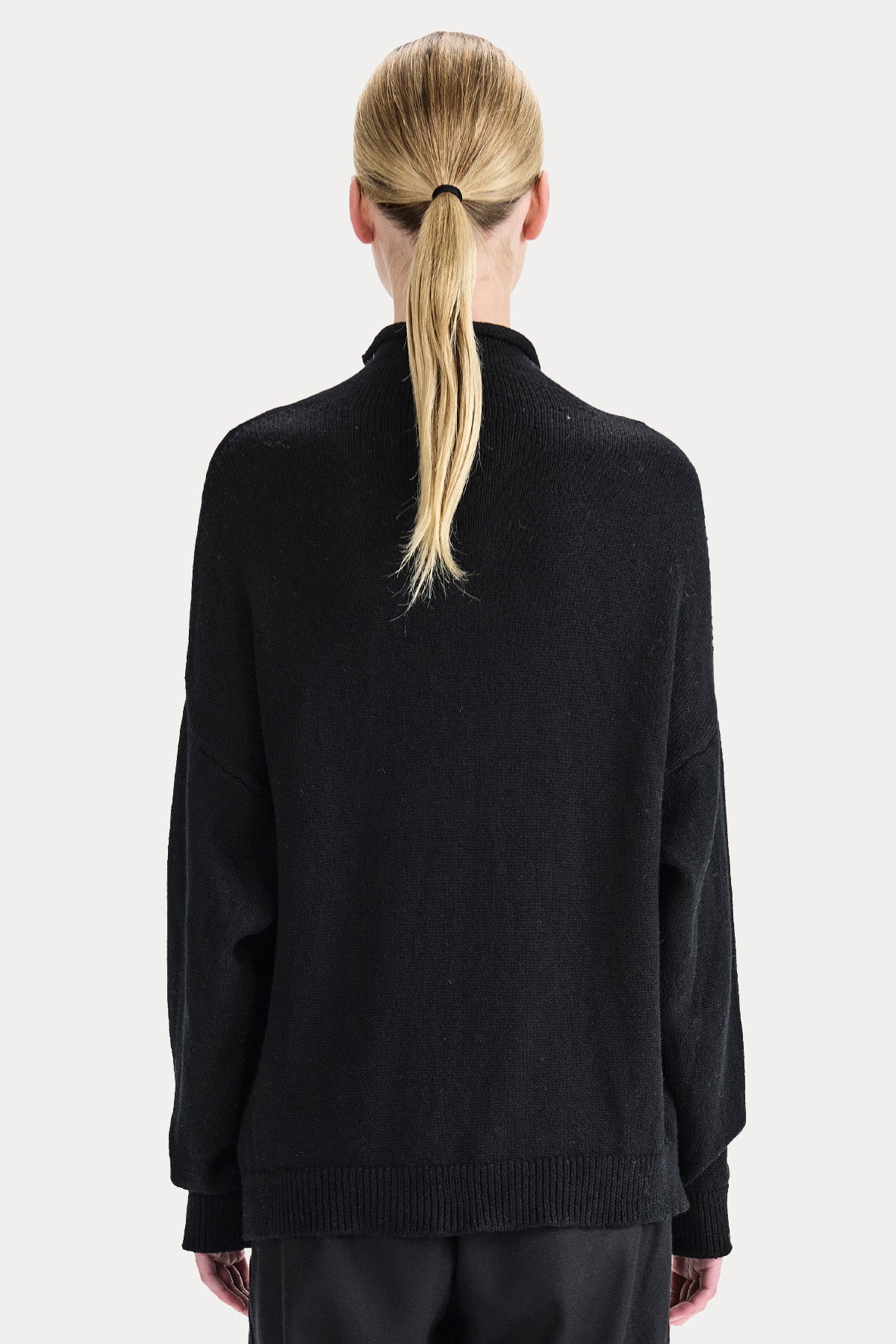 Transit Relaxed Fit Perkins Yaka İnce Örgü Yün Triko