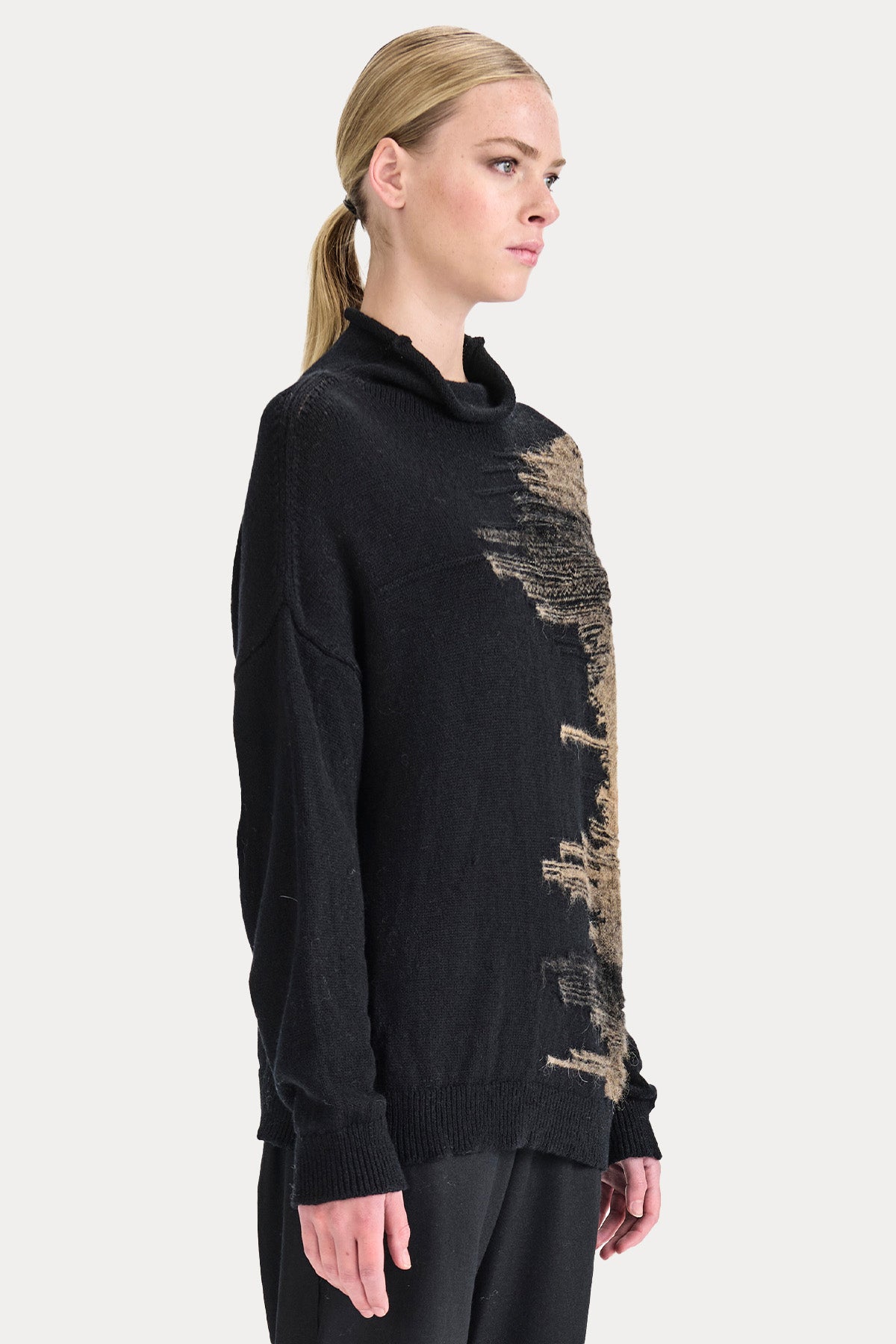 Transit Relaxed Fit Perkins Yaka İnce Örgü Yün Triko